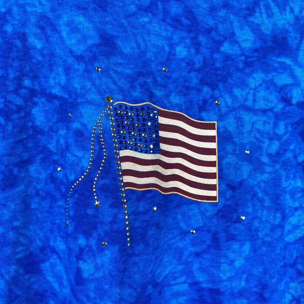 Vintage Cactus Bay Maxi Dress Women's Blue Sz XL Flag Tie Dye American USA Bling - Picture 5 of 10